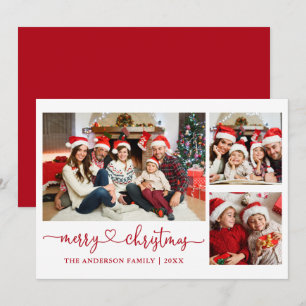 Cartes Pour Fêtes Annuelles Calligraphie Coeur Script Noël Rouge 3 Photo