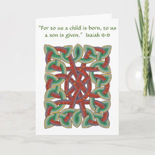 Cartes Pour Fêtes Annuelles Calligraphie de verset biblique d'Isaïe en nœud ce