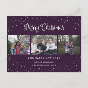 Cartes Pour Fêtes Annuelles Calligraphie du collage de photos Purple 3