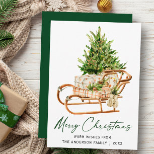 Cartes Pour Fêtes Annuelles Calligraphie Écran d'encre Aquarelle Pine Arbre