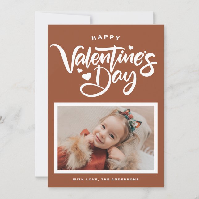 Cartes Pour Fêtes Annuelles Calligraphie en terre cuite Photo Saint-Valentin (Devant)