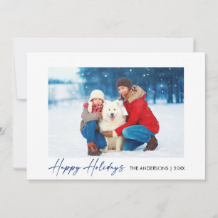 Cartes Pour Fêtes Annuelles Calligraphie encre bleue Script Joyeux vacances ph