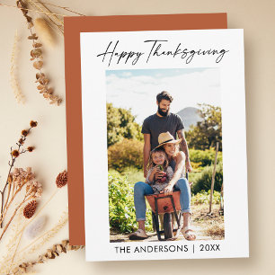 Cartes Pour Fêtes Annuelles Calligraphie Encre Photo Thanksgiving Terracotta