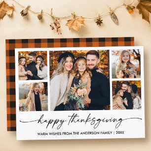 Cartes Pour Fêtes Annuelles Calligraphie Encre Script 5 Photo Plaid Thanksgivi