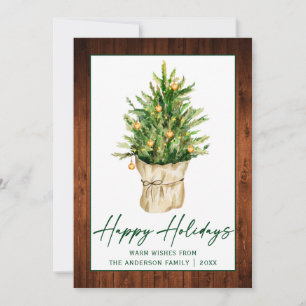 Cartes Pour Fêtes Annuelles Calligraphie Encre Script Bois Aquarelle Pine Arbr