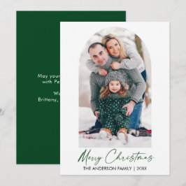 Cartes Pour Fêtes Annuelles Calligraphie Encre Script Photo Arche de Noël Vert