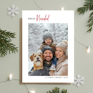 Cartes Pour Fêtes Annuelles Calligraphie Feliz Navidad Christmas Photo Rouge