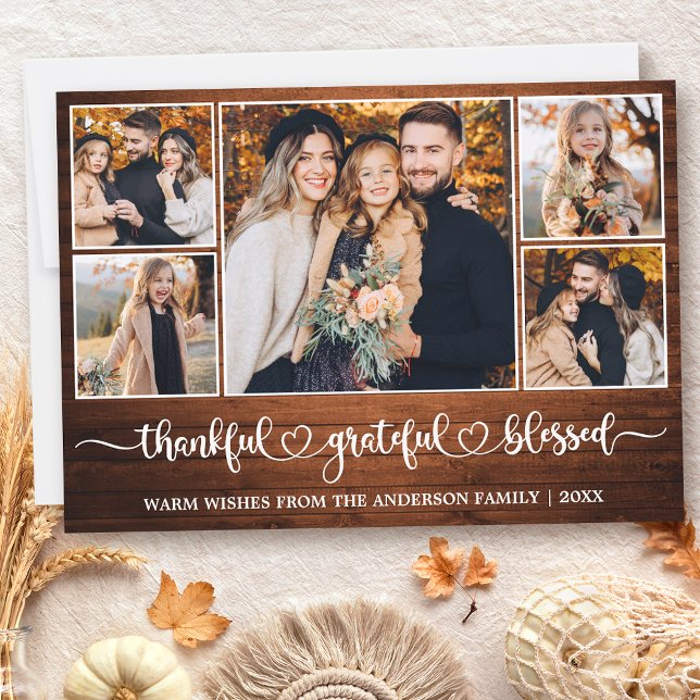 Cartes Pour Fêtes Annuelles Calligraphie Heart Wood Merci 5 Photo (Customize to add text to back of card.)