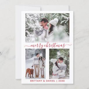 Cartes Pour Fêtes Annuelles Calligraphie Joyeux Noël Couple 3 Photo Rouge