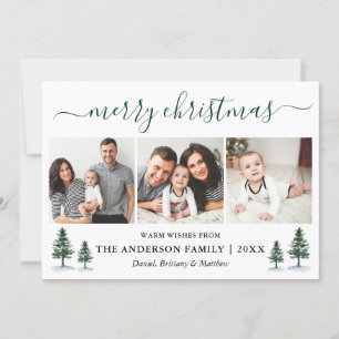 Cartes Pour Fêtes Annuelles Calligraphie Joyeux Noël Pins verts 3 Photo