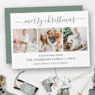 Cartes Pour Fêtes Annuelles Calligraphie Joyeux Noël Sage Green 3 Photo
