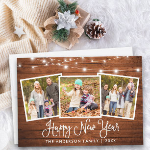 Cartes Pour Fêtes Annuelles Calligraphie Lumières Bois 3 Photo Bonne année
