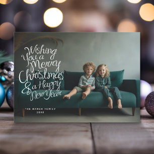 Cartes Pour Fêtes Annuelles Calligraphie lunaire avec photo horizontale