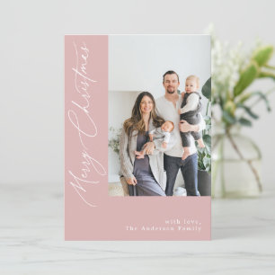 Cartes Pour Fêtes Annuelles Calligraphie manuscrite Blush Pink Photo de Noël