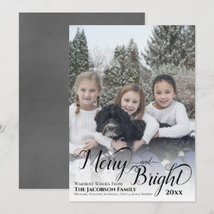 Cartes Pour Fêtes Annuelles Calligraphie Merry & Bright Grise Photo