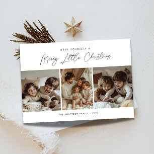 Cartes Pour Fêtes Annuelles Calligraphie Merry Little Christmas Enfants Amusan