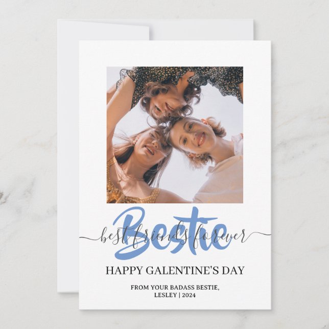 Cartes Pour Fêtes Annuelles Calligraphie mignonne Bestie du jour des Galentine (Devant)