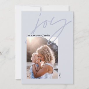 Cartes Pour Fêtes Annuelles calligraphie minimale moderne joie pastel bleu 1 p