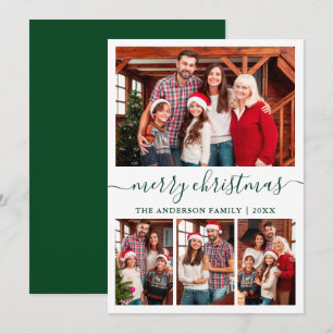 Cartes Pour Fêtes Annuelles Calligraphie moderne 4 Photo Vert Joyeux Noël