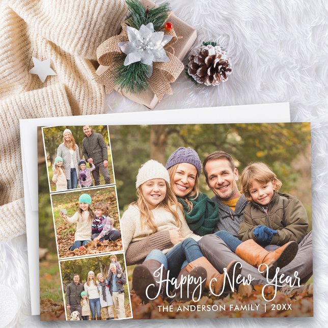 Cartes Pour Fêtes Annuelles Calligraphie moderne amusante Joyeux Nouvel An 4 P (Customize to add text to back of card.)