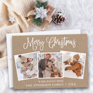 Cartes Pour Fêtes Annuelles Calligraphie moderne amusante Noël 3 Photo Kraft