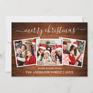 Cartes Pour Fêtes Annuelles Calligraphie moderne Bois 3 Photo Noël