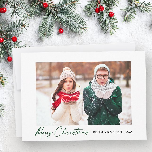 Cartes Pour Fêtes Annuelles Calligraphie moderne Calligraphie vert Encre Scrip (Customize to change your personalized text size or style.)