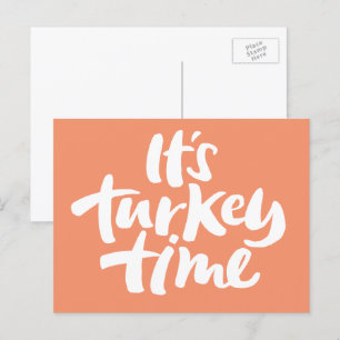 Cartes Pour Fêtes Annuelles Calligraphie moderne de Thanksgiving "Turkey Time"