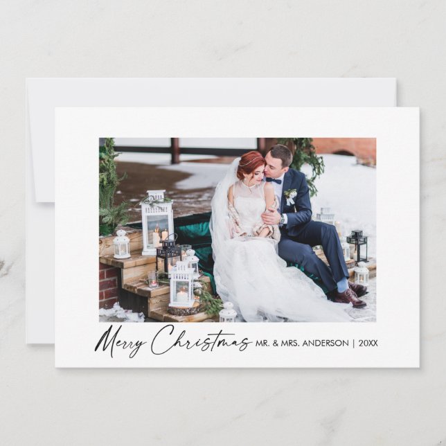 Cartes Pour Fêtes Annuelles Calligraphie moderne Encre Script Mariage photo (Devant)