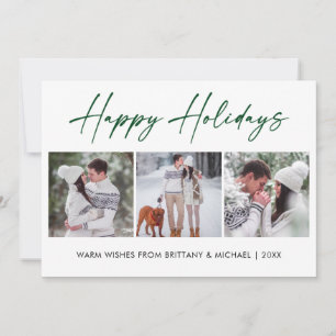 Cartes Pour Fêtes Annuelles Calligraphie moderne Encre verte 3 Photo Couple
