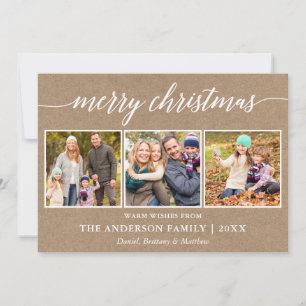 Cartes Pour Fêtes Annuelles Calligraphie moderne Joyeux Noël 3 Photo Kraft
