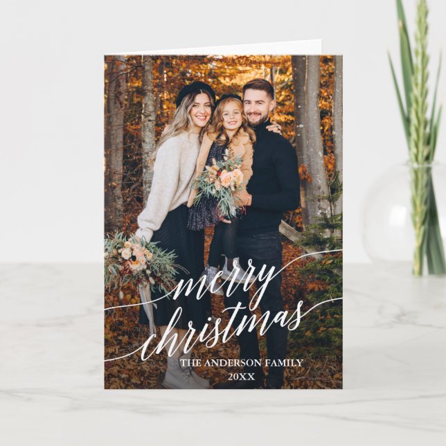 Cartes Pour Fêtes Annuelles Calligraphie moderne Joyeux Noël photo Plier (Devant)