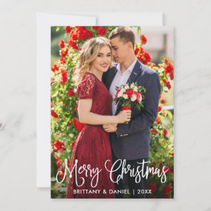 Cartes Pour Fêtes Annuelles Calligraphie moderne Noël Couple Photo