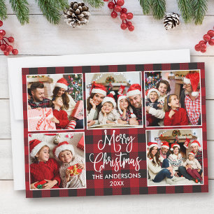Cartes Pour Fêtes Annuelles Calligraphie moderne Plaid 5 Photo Noël