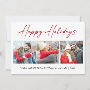 Cartes Pour Fêtes Annuelles Calligraphie moderne Red Ink 3 Photo Couple