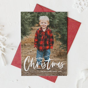 Cartes Pour Fêtes Annuelles Calligraphie moderne rustique Photo Joyeux Noël