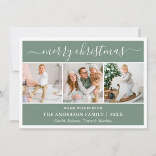 Cartes Pour Fêtes Annuelles Calligraphie moderne Sage de Noël Vert 3 Photo