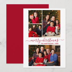 Cartes Pour Fêtes Annuelles Calligraphie moderne Script 4 Photo Noël Rouge