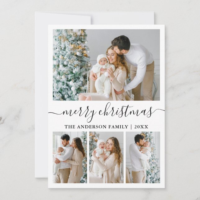 Cartes Pour Fêtes Annuelles Calligraphie moderne tendance 4 Photo Joyeux Noël (Devant)