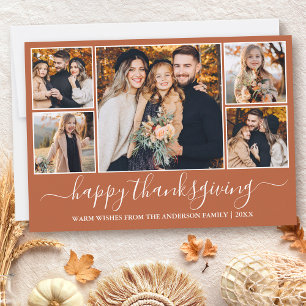 Cartes Pour Fêtes Annuelles Calligraphie moderne Terracotta 5 Photo Thanksgivi