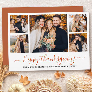 Cartes Pour Fêtes Annuelles Calligraphie moderne Thanksgiving 5 Photo Terracot