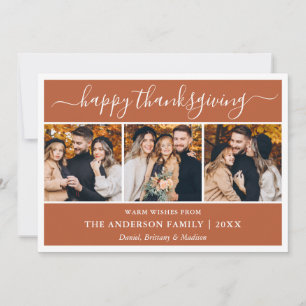 Cartes Pour Fêtes Annuelles Calligraphie moderne Thanksgiving Terracotta 3 Pho