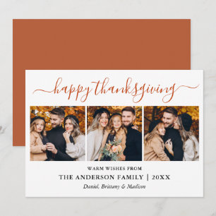 Cartes Pour Fêtes Annuelles Calligraphie moderne Thanksgiving Terracotta 3 Pho