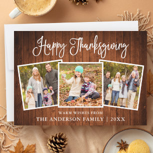 Cartes Pour Fêtes Annuelles Calligraphie moderne Thanksgiving Wood 3 Photo