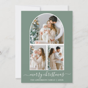 Cartes Pour Fêtes Annuelles Calligraphie Noël 3 Photo Arche Vert Sage