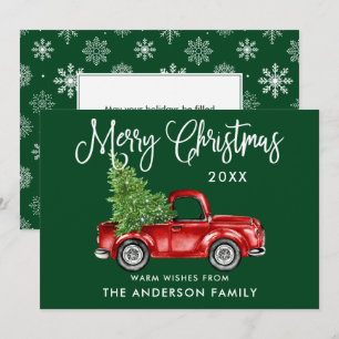 Cartes Pour Fêtes Annuelles Calligraphie Noël Camion Flèches de neige Vert