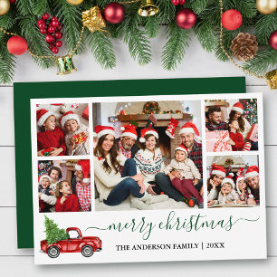 Cartes Pour Fêtes Annuelles Calligraphie Noël Camion rouge 5 photo vert