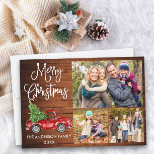 Cartes Pour Fêtes Annuelles Calligraphie Noël Camion rouge Bois 3 Photo