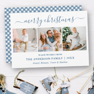 Cartes Pour Fêtes Annuelles Calligraphie Noël Dusty Blue En vichy 3 Photo