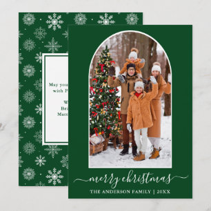 Cartes Pour Fêtes Annuelles Calligraphie Noël Snowflakes Photo Arche verte